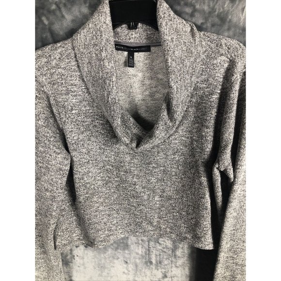 White House Black Market Women’s Sweater Gray Metallic Cowl Neck - Picture 3 of 14